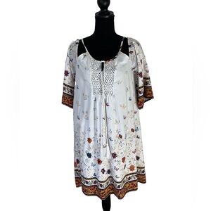 Hem & Thread (M) cold shoulder Multicolored Midi Flutter Sleeve Sundress